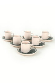 Hermia Juego de tazas de café de cerámica, 12 piezas, crema y verde